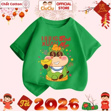 Áo Tết Bính Ngọ 2.026 CIUCIU KID cho Bé Trai & Gái – Áo Thun Cộc Tay Cotton Mềm Mát, Giá chỉ 103.000₫ 4 Áo Tết Bính Ngọ 2.026 CIUCIU KID cho Bé Trai & Gái – Áo Thun Cộc Tay Cotton Mềm Mát, Giá chỉ 103.000₫ 4