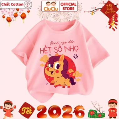 Áo Tết Bính Ngọ 2.026 CIUCIU KID cho Bé Trai & Gái – Áo Thun Cộc Tay Cotton Mềm Mát, Giá chỉ 103.000₫