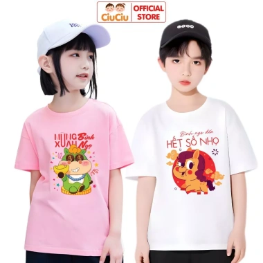 Áo Tết Bính Ngọ 2.026 CIUCIU KID cho Bé Trai & Gái – Áo Thun Cộc Tay Cotton Mềm Mát, Giá chỉ 103.000₫
