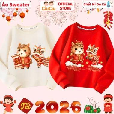 Áo Tết Bính Ngọ 2.026 Múa Lân CIUCIU Sweater Nỉ Da Cá Ấm Áp Cho Bé Trai Gái – 160k 4 Áo Tết Bính Ngọ 2.026 Múa Lân CIUCIU Sweater Nỉ Da Cá Ấm Áp Cho Bé Trai Gái – 160k 4