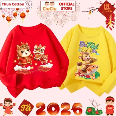 Áo Tết Bính Ngọ Múa Lân Dài Tay Thu Đông – Năm Mới 2.026 cho Bé Trai & Bé Gái 4