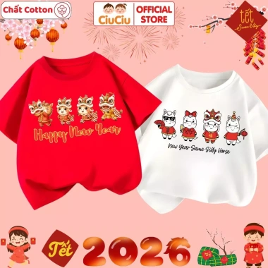 Áo Tết CIUCIU KID Cotton cộc tay bé trai, bé gái Hình Bính Ngọ 2.026 103.000₫