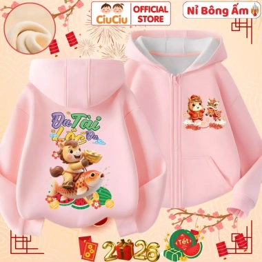 Áo Tết Happy New Year 2.026 Bính Ngọ cho Bé Trai và Bé Gái CIUCIU KID - Áo Khoác Nỉ Lót Bông Giá Ưu Đãi 214k 6