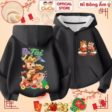 Áo Tết Happy New Year 2.026 Bính Ngọ cho Bé Trai và Bé Gái CIUCIU KID - Áo Khoác Nỉ Lót Bông Giá Ưu Đãi 214k 8
