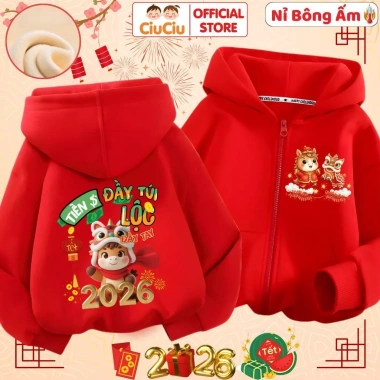 Áo Tết Happy New Year 2.026 Bính Ngọ cho Bé Trai và Bé Gái CIUCIU KID - Áo Khoác Nỉ Lót Bông Giá Ưu Đãi 214k 10