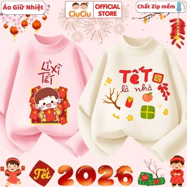 Áo Tết Lì Xì Bính Ngọ 2.026 CIUCIU KID Giữ Nhiệt Zip Ấm Bé Trai Bé Gái Giảm Giá 119k