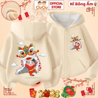 Áo Tết Múa Lân 2.026 CIUCIU KID – Áo khoác nỉ bông giữ nhiệt ấm cho bé, giảm giá 214.000đ 4