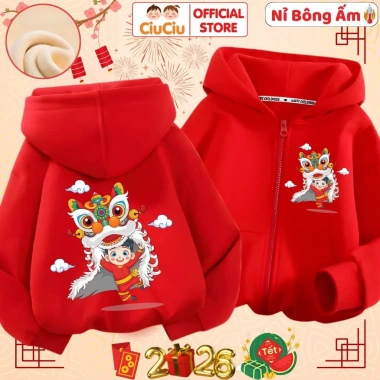 Áo Tết Múa Lân 2.026 CIUCIU KID – Áo khoác nỉ bông giữ nhiệt ấm cho bé, giảm giá 214.000đ 10