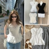 Áo Thô Boi Cổ V Eo Ly 2 Tầng Hoa, Khoá Sau Lưng – Thời Trang Hè Nữ Giá 185k