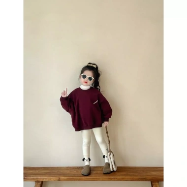 Áo Thu Đông Bé Gái Lót Lông Cừu Hàn Quốc, Cổ Tròn Dày, Phong Cách Mới 296k