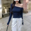 Áo thu đông cách điệu trễ vai dài tay ôm body co giãn trẻ trung KUNKUN SP346 119k 4