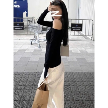 Áo thu đông cách điệu trễ vai dài tay ôm body giãn trẻ trung KHOSI SP346 119.000 VND