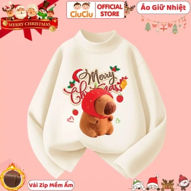 Áo Thu Đông Capybara Giáng Sinh CIUCIU KID Giữ Nhiệt Vải Zip Mềm 119k