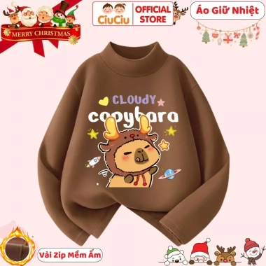 Áo Thu Đông Capybara Giáng Sinh CIUCIU KID Giữ Nhiệt Vải Zip Mềm 119k