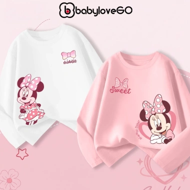 Áo thu đông dài tay bé gái Disney BabyloveGO cotton mềm mịn, thoáng mát - 185k