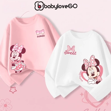 Áo thu đông dài tay bé gái Disney BabyloveGO cotton mềm mịn, thoáng mát - 185k