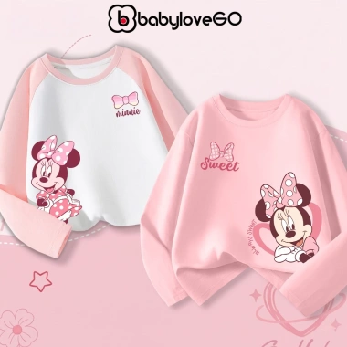 Áo thu đông dài tay bé gái Disney BabyloveGO cotton mềm mịn, thoáng mát - 185k
