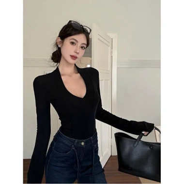 Áo thu đông dài tay nữ cổ V ôm body sexy, tôn dáng, mềm mịn QCCC NGOMINH SP355 79.000 VND 3