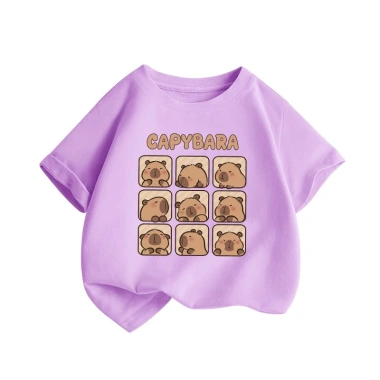 Áo thun 100% cotton bé ngắn tay mềm mại thoáng khí, họa tiết capybara - 100.333₫ 2