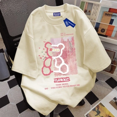 Áo thun 100% cotton in hình gấu hồng phong cách Hàn Quốc - Giá chỉ 69.000đ