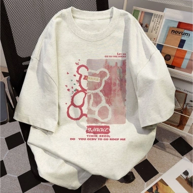 Áo thun 100% cotton in hình gấu hồng phong cách Hàn Quốc - Giá chỉ 69.000đ 5 Áo thun 100% cotton in hình gấu hồng phong cách Hàn Quốc - Giá chỉ 69.000đ 5