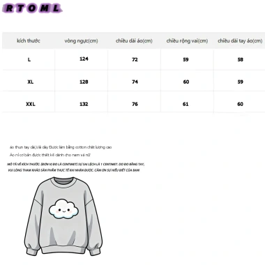 Áo Thun 100% Cotton Tay Dài Dáng Rộng In Hình Hàn Quốc Nữ RTOML Giá 119.999 VND 5 Áo Thun 100% Cotton Tay Dài Dáng Rộng In Hình Hàn Quốc Nữ RTOML Giá 119.999 VND 5