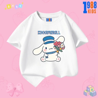 Áo thun 1.988kids bé gái Cinnamoroll + quần thun 15-40kg, trắng hồng, giảm còn 90.000₫