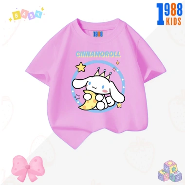 Áo thun 1.988kids bé gái Cinnamoroll + quần thun 15-40kg, trắng hồng, giảm còn 90.000₫