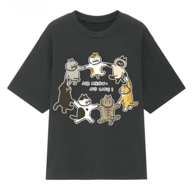 Áo thun 2.026 No Meow No Life cotton dày dặn, form đứng, giao hàng 24h - Giá 69k