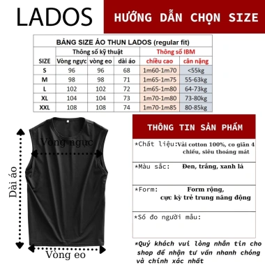 Áo thun 3 lỗ nam nữ Los Angeles LADOS-9.086 cotton co giãn 4 chiều, thấm hút mồ hôi - 126k