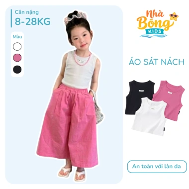 Áo Thun Ba Lỗ Bé Gái Cổ Tròn Dáng Ôm Cotton Co Giãn Mềm Mịn Thoáng Mát 70.000₫