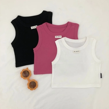 Áo Thun Ba Lỗ Bé Gái Cổ Tròn Dáng Ôm Cotton Co Giãn Mềm Mịn Thoáng Mát 70.000₫