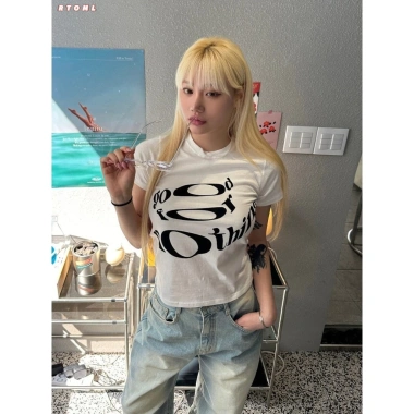 Áo thun baby tee mùa hè biển nữ sinh in hoa cotton ngắn, quyến rũ, giá ưu đãi 59.000 VNĐ