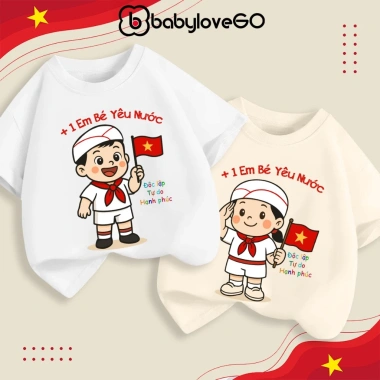 Áo thun BabyloveGO mềm mịn, thoáng mát, cổ bo tròn bé trai & bé gái - 109.000đ