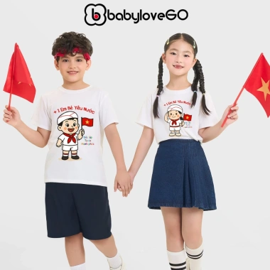 Áo thun BabyloveGO mềm mịn, thoáng mát, cổ bo tròn bé trai & bé gái - 109.000đ