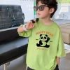Áo Thun Baju Budak Cotton Trẻ Nhỏ Mùa Hè Thiết Kế Gấu Trúc Vừa Vặn 85.999đ