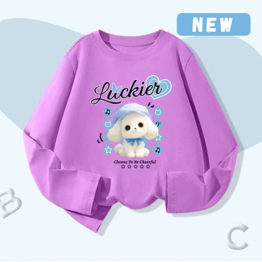 Áo thun bé gái 100% cotton dài tay mềm mại, in chó con - Giá 162.000đ 9