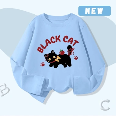 Áo thun bé gái 100% cotton dài tay mềm mại thoải mái, in hình mèo, giá 162.000 VND