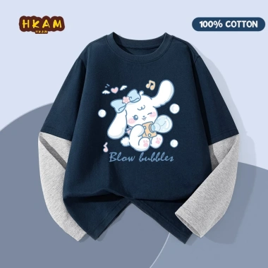 Áo thun bé gái 100% Cotton dài tay mềm mại thoáng khí in hình thỏ – 120.000 VND