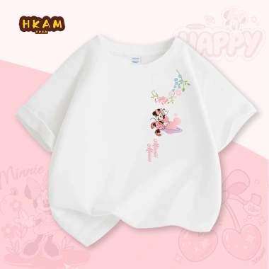 Áo thun bé gái 100% cotton Disney Minnie ngắn tay mềm mại thoáng khí - 89.000₫