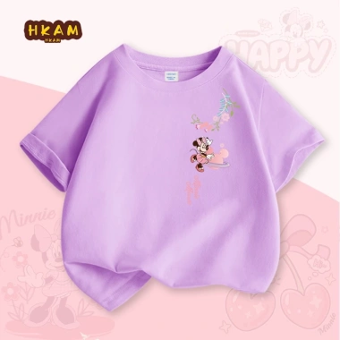 Áo thun bé gái 100% cotton Disney Minnie ngắn tay mềm mại thoáng khí - 89.000₫