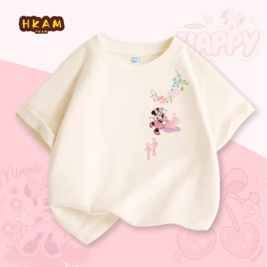 Áo thun bé gái 100% cotton Disney Minnie ngắn tay mềm mại thoáng khí - 89.000₫