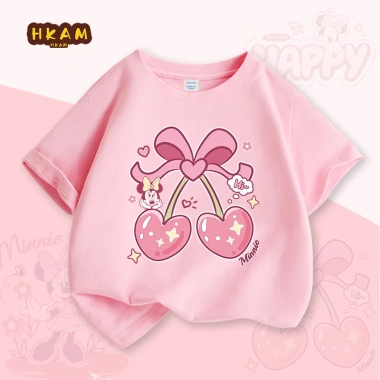 Áo thun bé gái 100% Cotton Disney Minnie ngắn tay mềm mại thoáng khí Giá chỉ 89.000₫