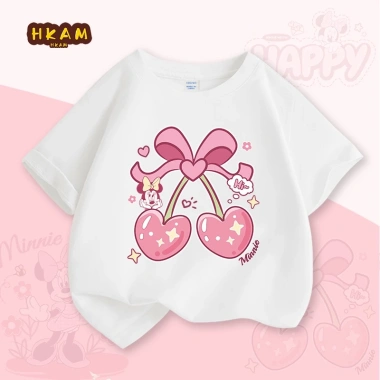 Áo thun bé gái 100% Cotton Disney Minnie ngắn tay mềm mại thoáng khí Giá chỉ 89.000₫