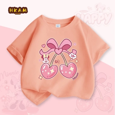 Áo thun bé gái 100% Cotton Disney Minnie ngắn tay mềm mại thoáng khí Giá chỉ 89.000₫
