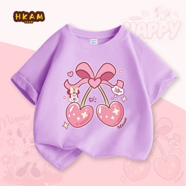 Áo thun bé gái 100% Cotton Disney Minnie ngắn tay mềm mại thoáng khí Giá chỉ 89.000₫