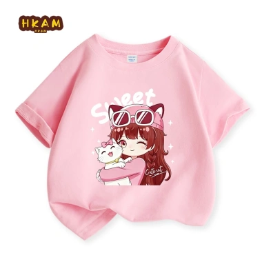 Áo thun bé gái 100% Cotton mềm mại, in hình mèo - Giá chỉ 89.000₫ 7