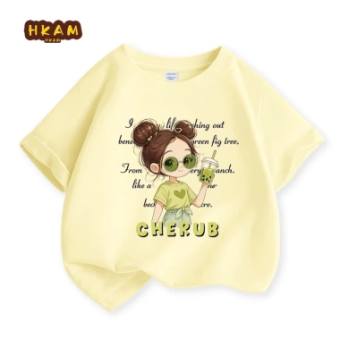Áo thun bé gái 100% Cotton mềm mại, thoải mái, in hình đáng yêu Giá 89.000₫