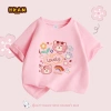 Áo thun bé gái 100% cotton mềm mại thoáng khí, in hình gấu Graffiti thời trang trẻ em
