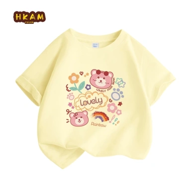 Áo thun bé gái 100% cotton mềm mại thoáng khí, in hình gấu Graffiti thời trang trẻ em 10
